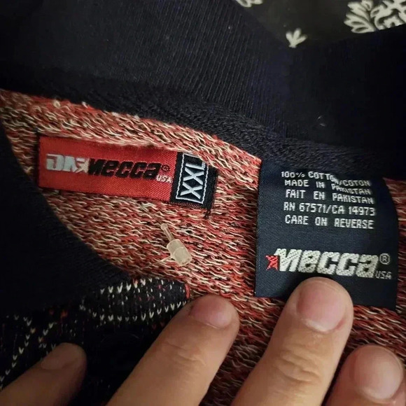 Mecca Polo Shirt Men XXL AOP Cotton Short Sleeve Deadstock Vintage 90s - Picture 5 of 5